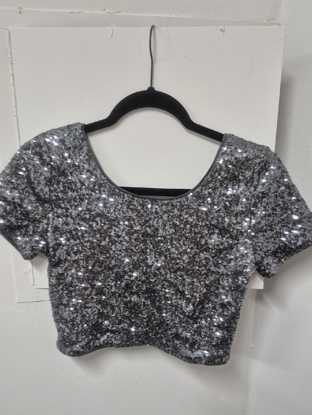 Forever 21 Silver Sequin Crop Top